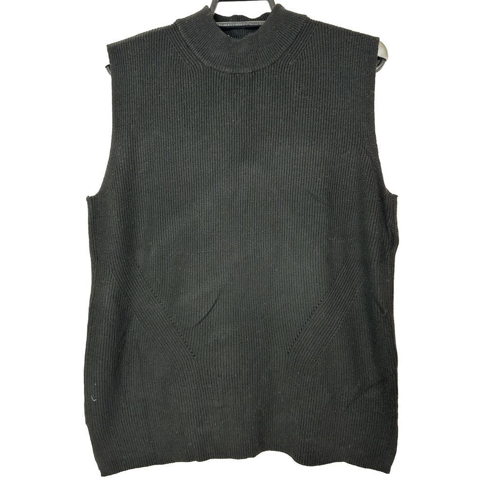 United Colors of Benetton Womens Medium Mock Neck Sweater Vest Cashmere Black